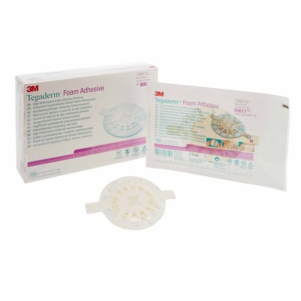 3M Tegaderm Foam Dressing 4 X 4-1/2 Inch With Border Film Backing Acrylic Adhesive Oval Sterile, 10PK 90611 - main